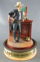 John Wayne - Statuette Résine Globe Verre Franklin Mint - Habits Noirs Accoudé au Comptoir