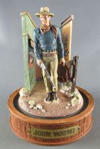 John Wayne - Statuette Résine Globe Verre Franklin Mint - Marchant Carabine en Main & Sacoches