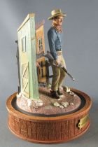 John Wayne - Statuette Résine Globe Verre Franklin Mint - Marchant Carabine en Main & Sacoches