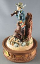 John Wayne - Statuette Résine sans Globe Verre Franklin Mint - Cavalerie US Fusil & Selle