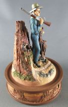 John Wayne - Statuette Résine sans Globe Verre Franklin Mint - Cavalerie US Fusil & Selle