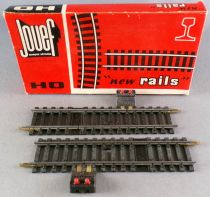 Jouef 475/2P Ho 2 x Half Straight Steel Rails 1 Cut to Socket Outlets 124mm Boxed