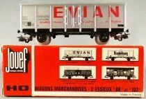 Jouef 625 Ho Sncf Evian Badoit Metallic Covered Wagon 2 Axles with Red Sleeve Box