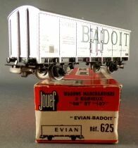 Jouef 625 Ho Sncf Wagon Couvert M&eacute;tallique 2 Essieux Evian Badoit Boite Rouge Etui