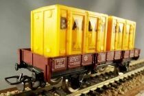 Jouef 6450 Ho Sncf Flat Wagons 2 Axles with 2 Bailly Containers  Red Box