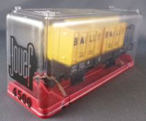 Jouef 6450 Ho Sncf Flat Wagons 2 axles with 2 Bailly Containers Crystal Box