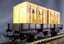 Jouef 6450 Ho Sncf Flat Wagons 2 axles with 2 Bailly Containers Crystal Box