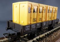 Jouef 6450 Ho Sncf Flat Wagons 2 axles with 2 Bailly Containers Crystal Box