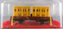 Jouef 6450 Ho Sncf Flat Wagons 2 axles with 2 Bailly Containers Showcase Box 2