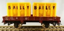 Jouef 6450 Ho Sncf Wagon Plat &agrave; Bords Bas Jho & 2 Containers Bailly Boite Rouge