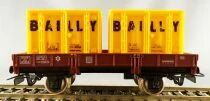 Jouef 6450 Ho Sncf Wagon Plat &agrave; Bords Bas Jho & 2 Containers Bailly Boite Rouge