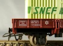 Jouef 6454 Ho Sncf Flat Wagon 2 Axles Ocem Jho with a Sncf Cnc Container in Red Box