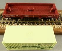 Jouef 6454 Ho Sncf Flat Wagon 2 Axles Ocem Jho with a Sncf Cnc Container in Red Box
