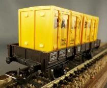 Jouef 645B Ho Sncf Wagon Plat &agrave; Bords Bas 2 Essieux Ocem Jho & 2 Conteneurs Bailly Boite Rouge Etui