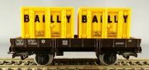 Jouef 645B Ho Sncf Wagon Plat &agrave; Bords Bas 2 Essieux Ocem Jho & 2 Conteneurs Bailly Boite Rouge Etui
