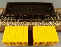 Jouef 645B Ho Sncf Wagon Plat &agrave; Bords Bas 2 Essieux Ocem Jho & 2 Conteneurs Bailly Boite Rouge Etui