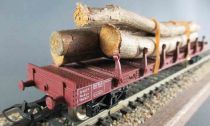 Jouef 6550 Ho Sncf TP Stake Wagon with Bogies Ro2yw 194921 Brown Logs no Box