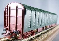 Jouef 6752 Ho Sncf Wagon Plat &agrave; Dossiers B&acirc;ch&eacute; Type Rils Neuf Boite