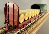 Jouef 6753 Ho Sncf Flat Wagon with Half Open Canvas Cover Near Mint in Tricolour Box