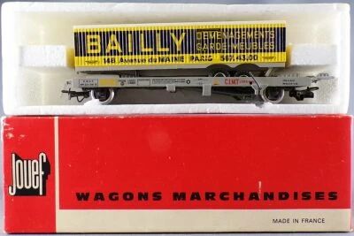 Jouef 6965 Ho Sncf Kangaroo Wagon with Bailly Truck Trailer Red Box