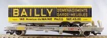 Jouef 6965 Ho Sncf Wagon Plat &agrave; Poche Kangourou Remorque Routi&egrave;re Bailly Boite Rouge