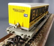 Jouef 6965 Ho Sncf Wagon Plat &agrave; Poche Kangourou Remorque Routi&egrave;re Bailly Boite Rouge
