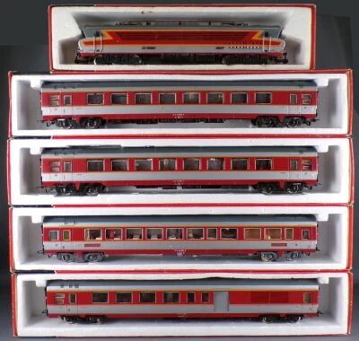 Jouef 8435 5341 8641 8642 5343 Ho Sncf Rame TEE Grand Confort Loco CC 6505 4 Voitures Eclairage Boite