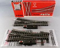Jouef 84E Ho 2 Aiguillages Electrique à Droite Rails Acier 22°30 R 385 153mm en Boite