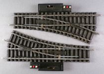 Jouef 84E Ho 2 Aiguillages Electrique à Droite Rails Acier 22°30 R 385 153mm en Boite