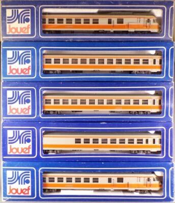 Jouef 8611 5491 5492 5493 5494 Ho Sncf Boxed Turbotrain Set 5 Elements with Lightning