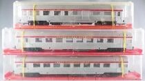 Jouef 8640 + 8650 Ho Sncf Tee PBA 2 x  Ile de France 3 Coach A8tu Stainless Steel + Van A2Dx Lighting Clear Plastic Box