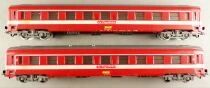 Jouef 8670 Ho Sncf 2 Voitures Y Uic A9 1&egrave;re Classe Livr&eacute;e Rouge Capitole sans Boite