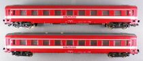 Jouef 8670 Ho Sncf 2 x Y Uic Coach A9 1st Class Red Livery no Box