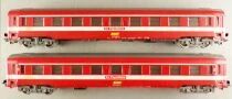 Jouef 8670 Ho Sncf 2 x Y Uic Coach A9 1st Class Red Livery no Box