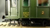 Jouef HJ4026 Ho Sncf Ocem Exposed Rivets A3B5 myfi 5857 1st/2nd Class Green Black Roof Era III Near Mint in Box