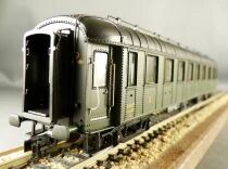 Jouef HJ4026 Ho Sncf Voiture Ocem R. A. A3B5 myfi 5857 1&egrave;re/2&egrave;me Classe Livr&eacute;e Vert Toit Noir Epoque III Proche Neuve Boite