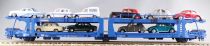 Jouef HJ6627 Ho Sncf Brambles Articulated 3 Axles Cars Transporter Wagon Laeks with 10 Norev Cars no Box