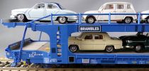 Jouef HJ6627 Ho Sncf Brambles Articulated 3 Axles Cars Transporter Wagon Laeks with 10 Norev Cars no Box