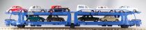 Jouef HJ6627 Ho Sncf Brambles Articulated 3 Axles Cars Transporter Wagon Laeks with 10 Norev Cars no Box
