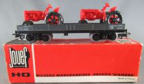 Jouef M 652 Ho Sncf Flat Wagon with 2 Tractors Red Box