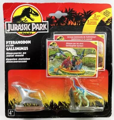 Jurassic Park - Kenner - Metal Figures - Pteranodon & Gallimimus (mint on card)