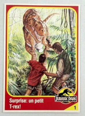 Jurassic Park - Trading Card Kenner 1993 (France) - #01 Tyrannosaurus Rex Junior