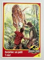 Jurassic Park - Trading Card Kenner 1993 (France) - #01 Tyrannosaurus Rex Junior