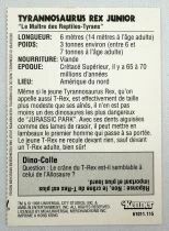 Jurassic Park - Trading Card Kenner 1993 (France) - #01 Tyrannosaurus Rex Junior
