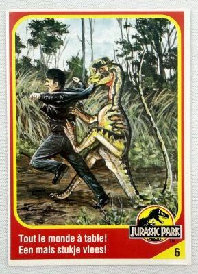 Jurassic Park - Trading Card Kenner 1993 (France / Benelux) - #06 Dilophosaurus