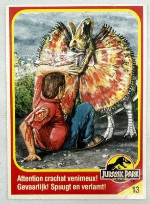 Jurassic Park - Trading Card Kenner 1993 (France / Benelux) - #13 Dilophosaurus