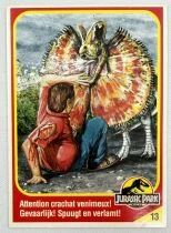Jurassic Park - Trading Card Kenner 1993 (France / Benelux) - #13 Dilophosaurus