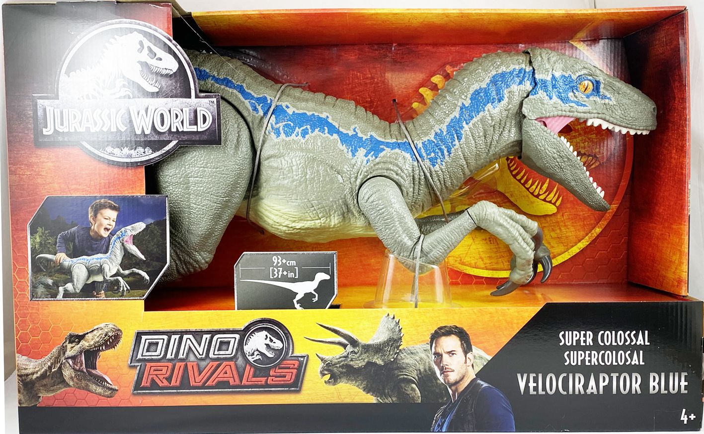 VELOCIRAPTOR BLUE FIGURINE JURASSIC WORLD SUPER COLOSSAL DINO