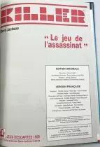 KILLER - Jeu de Rôle Grandeur Nature - Jeux Descartes (1988)