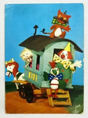Kiri le Clown - Carte Postale Yvon (1967) - Et hop! En route.